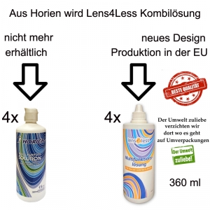 Aus Sparpack Horien (Hydron) 4 x 360 ml wird Lens4Less Multifunktionslsung