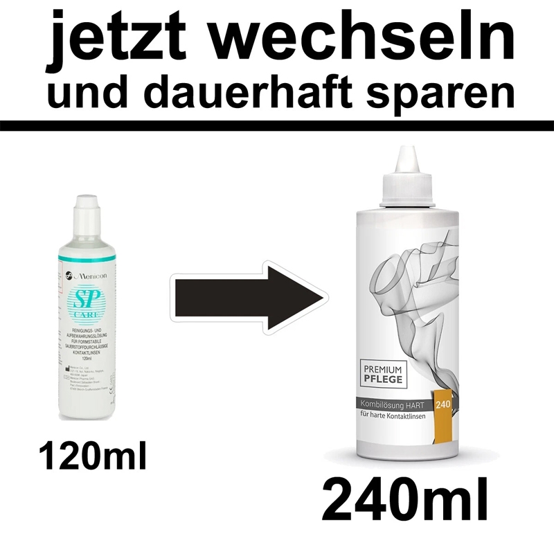 Menicon SP Care Alternative mit doppelter Menge - Premium Pflege - Kombil�sung HART 250ml